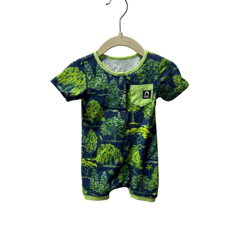 Rags Arbor Day Henley Short Romper Unisex Infant 6-12mo